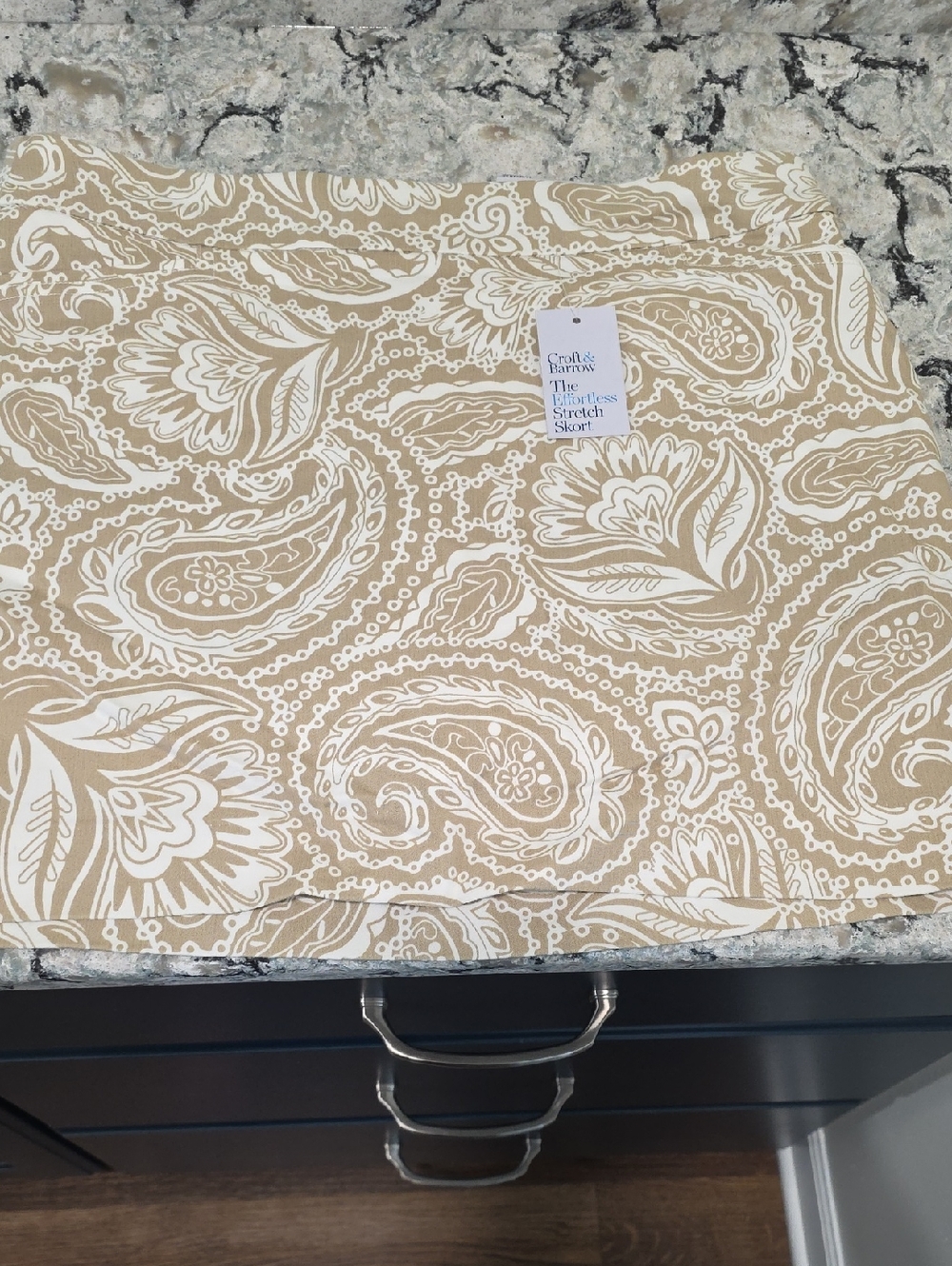 croft & barrow Beige and White Paisley Stretch Skort